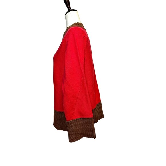 NWT Maeve by Anthropologie Chandler Crew-Neck Sweater | Red Brown Colorblock Box - Picture 6 of 13